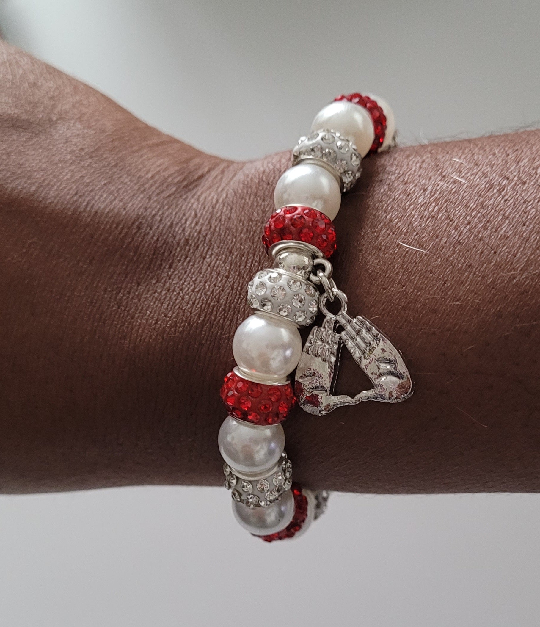 Red and White Beaded Bling Bracelets | CSG Creations