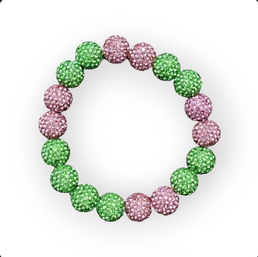 Pink and Green Bling Bracelet | CSG Creations