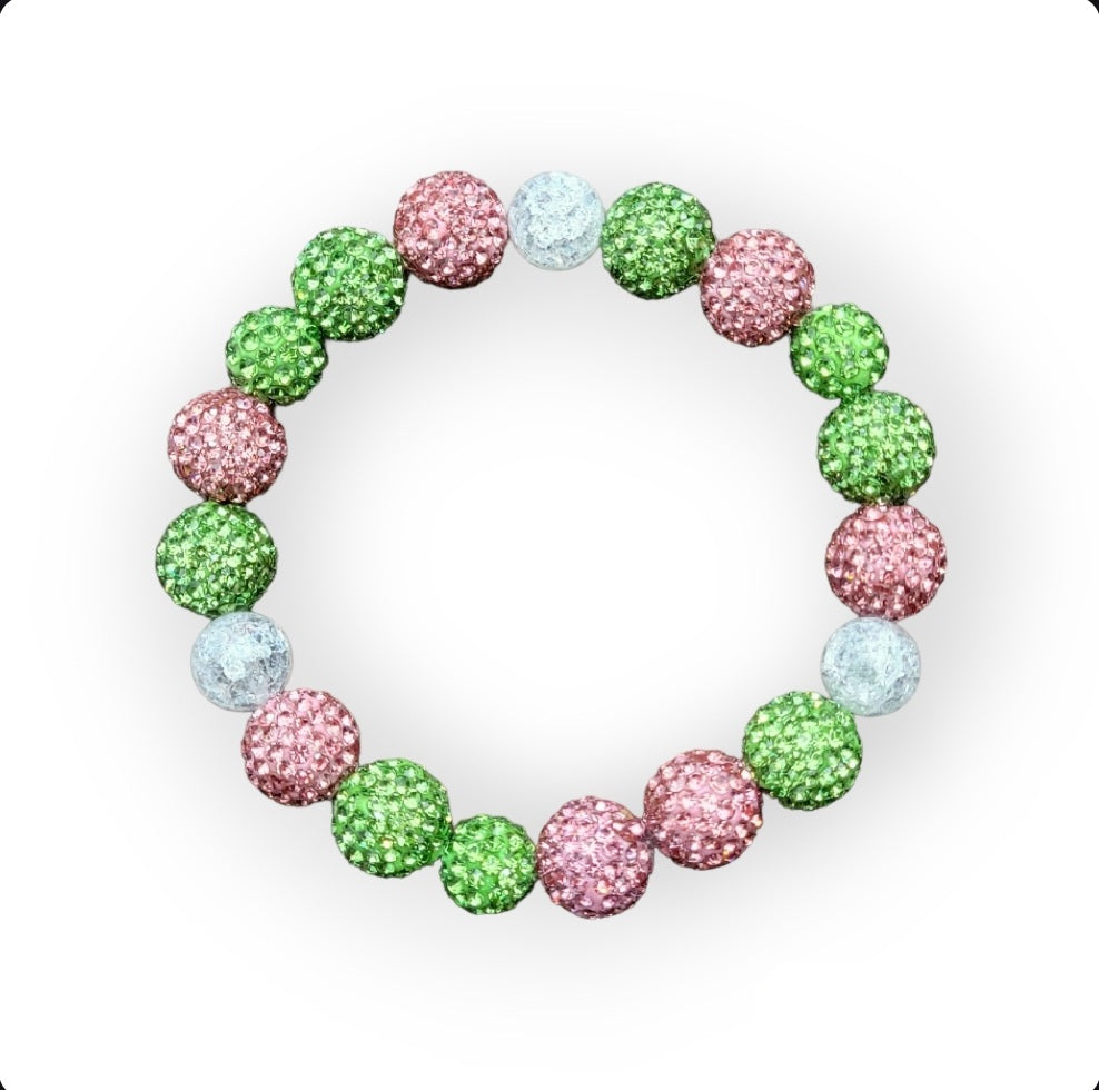 Pink and Green Bling Bracelet | CSG Creations
