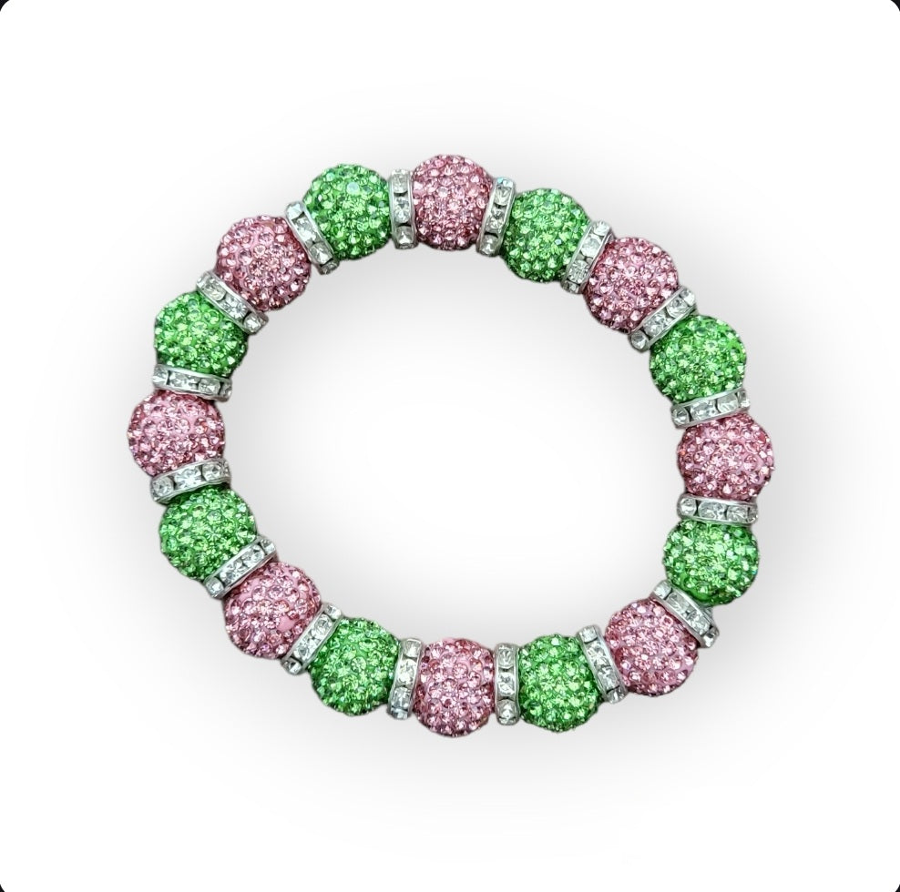 Pink and Green Bling Bracelet | CSG Creations