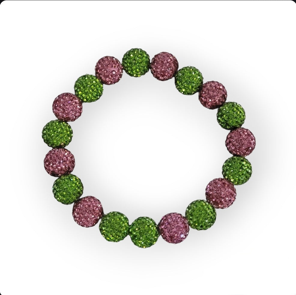 Pink and Green Bling Bracelet | CSG Creations