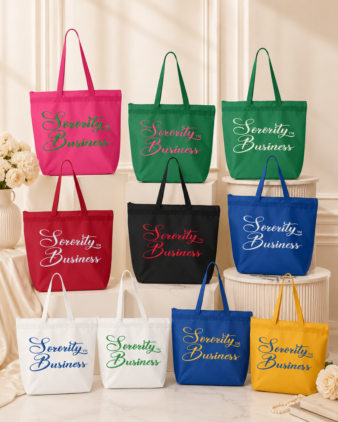 Sorority Business ™️ Embroidered Zip Tote Bag | CSG Greek Creations