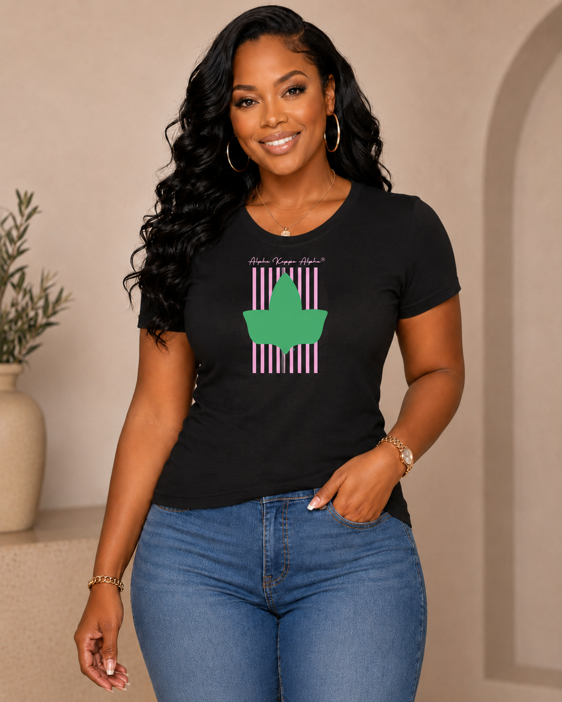 Alpha Kappa Alpha® Ivy Stripe Graphic Tee | CSG Greek Creations