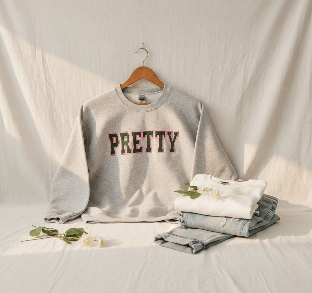 PRETTY Embroidered Sweatshirt | CSG Creations