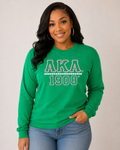 AKA® 1908® 20 Pearl Embroidered Women’s Long Sleeve Tee – Kelly Green